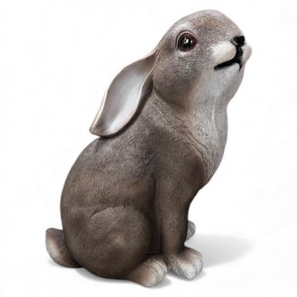 Hase sitzend, braun-weiß H53 cm